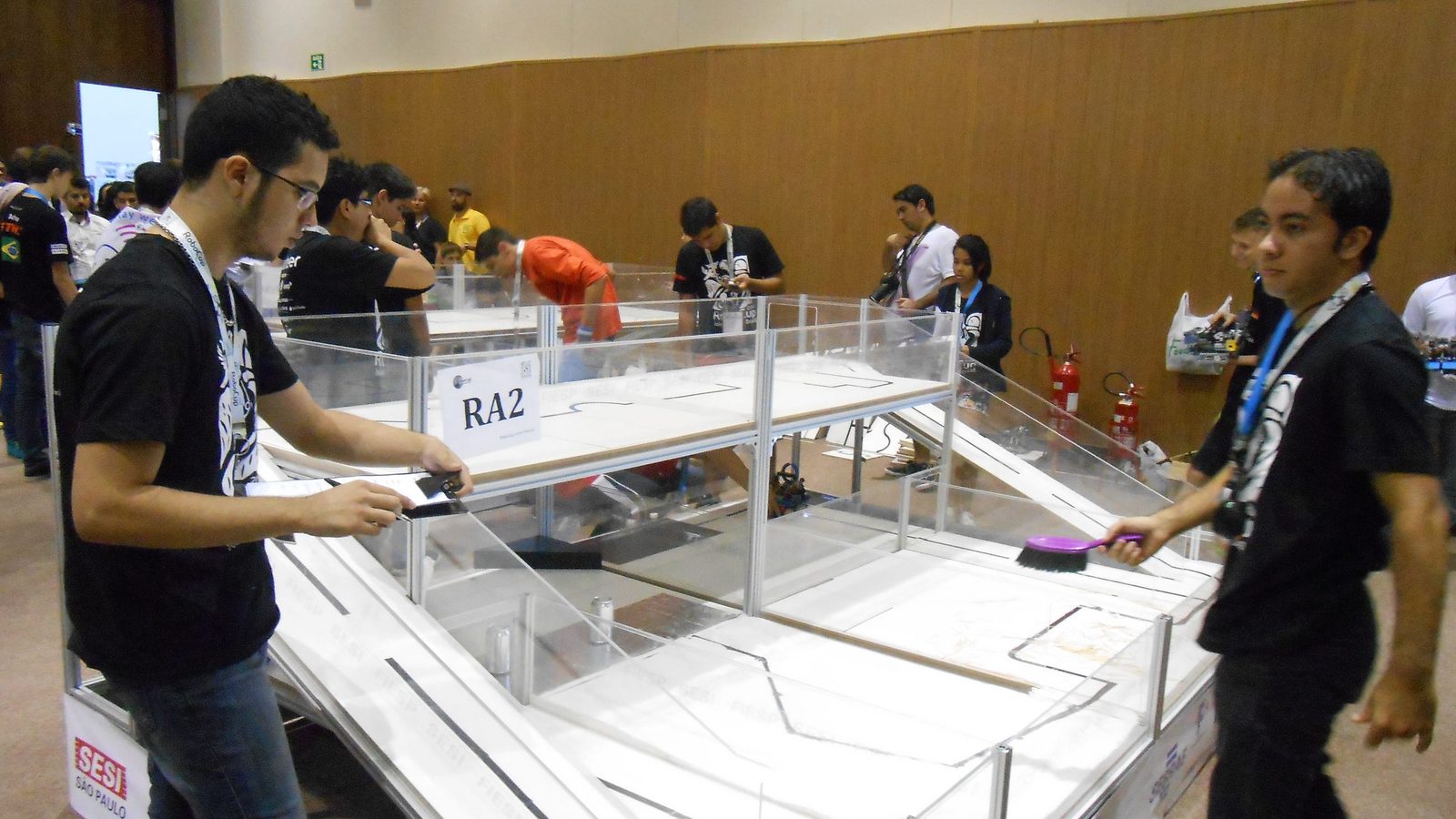 RoboCupJunior Rescue Superteam Challenge for Rescue A incorporating white sand.